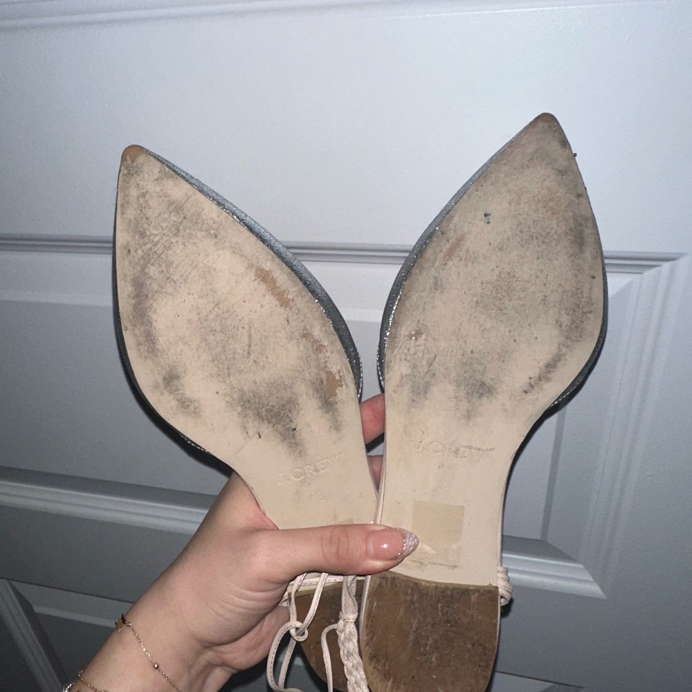 J. Crew Women's Silver and Cream Flats - Picture 2 of 2